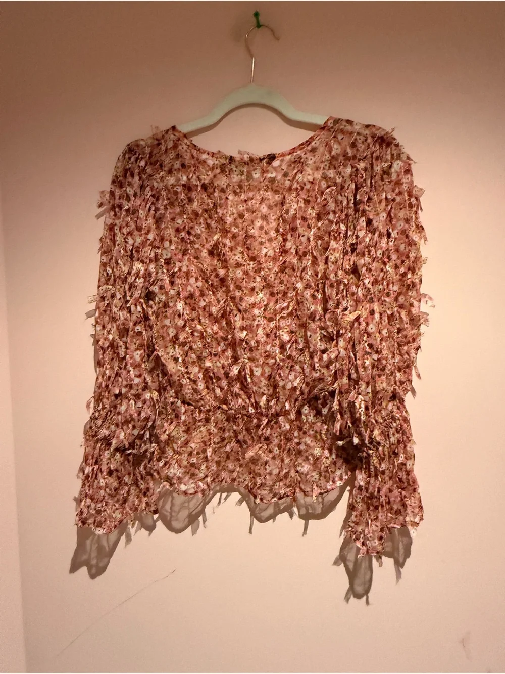 Zara Pink Textured Floral Peplum Top